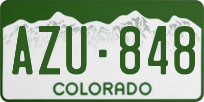 CO license plate AZU848