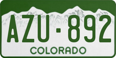 CO license plate AZU892