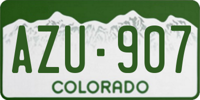 CO license plate AZU907