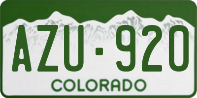 CO license plate AZU920