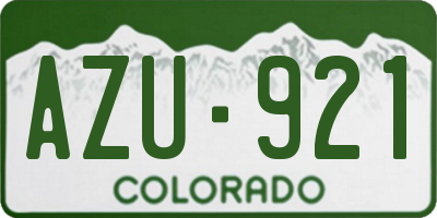 CO license plate AZU921