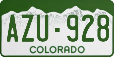 CO license plate AZU928