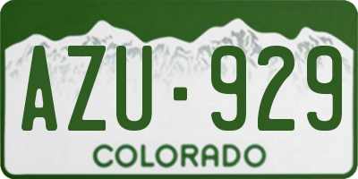 CO license plate AZU929