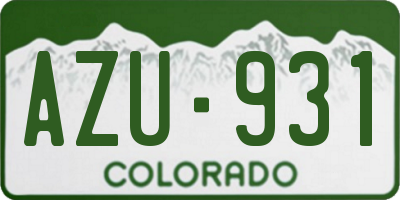 CO license plate AZU931