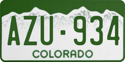 CO license plate AZU934