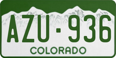 CO license plate AZU936