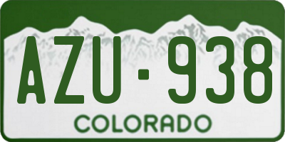 CO license plate AZU938