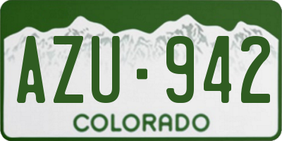 CO license plate AZU942