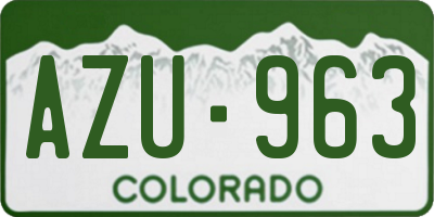 CO license plate AZU963