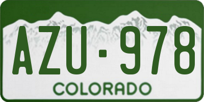 CO license plate AZU978