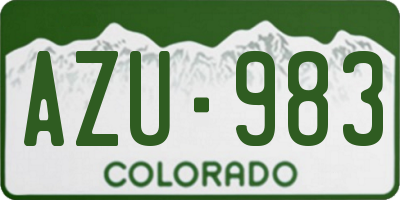 CO license plate AZU983