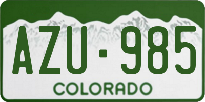 CO license plate AZU985