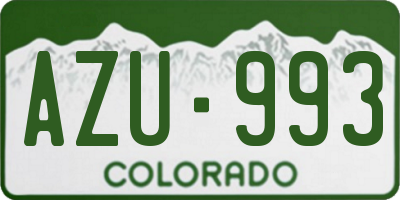 CO license plate AZU993