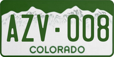 CO license plate AZV008