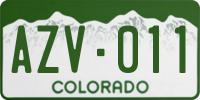 CO license plate AZV011