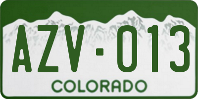 CO license plate AZV013