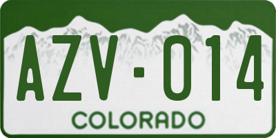 CO license plate AZV014