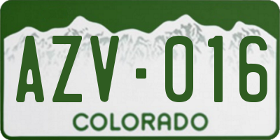 CO license plate AZV016