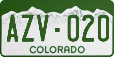 CO license plate AZV020