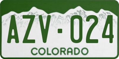 CO license plate AZV024