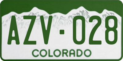 CO license plate AZV028