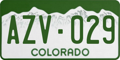 CO license plate AZV029