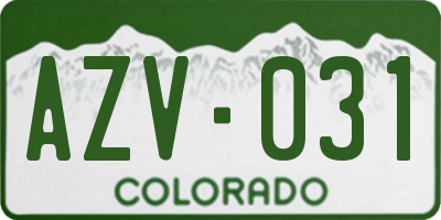 CO license plate AZV031