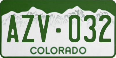 CO license plate AZV032