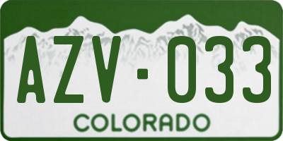 CO license plate AZV033