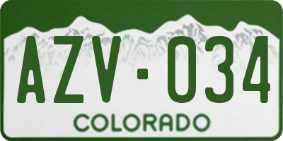 CO license plate AZV034