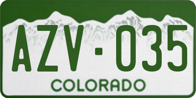 CO license plate AZV035