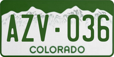 CO license plate AZV036