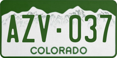 CO license plate AZV037