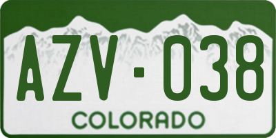 CO license plate AZV038