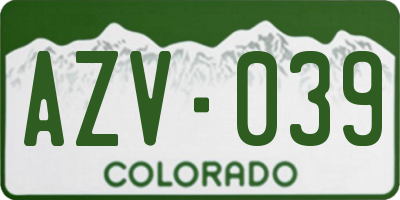 CO license plate AZV039