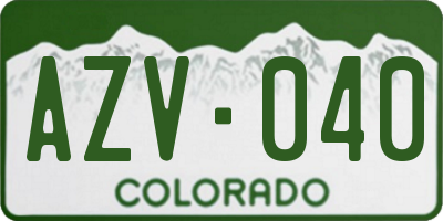 CO license plate AZV040