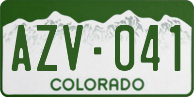 CO license plate AZV041