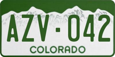 CO license plate AZV042