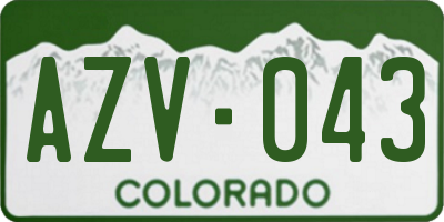 CO license plate AZV043