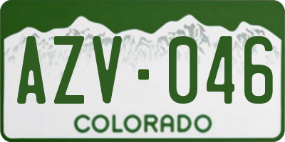 CO license plate AZV046