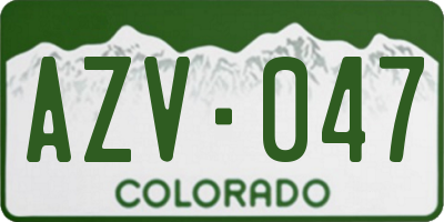 CO license plate AZV047