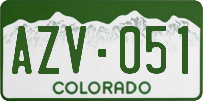 CO license plate AZV051