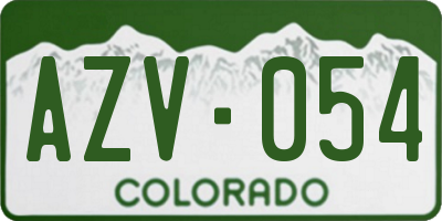 CO license plate AZV054