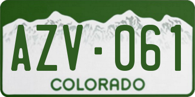 CO license plate AZV061