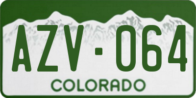 CO license plate AZV064