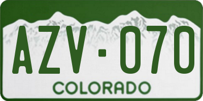 CO license plate AZV070