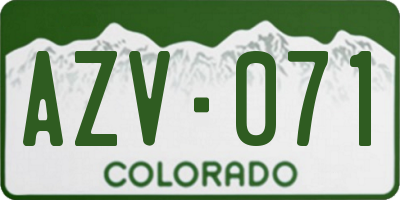 CO license plate AZV071