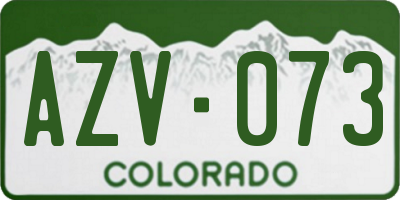 CO license plate AZV073