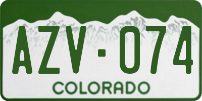 CO license plate AZV074