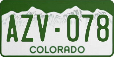 CO license plate AZV078